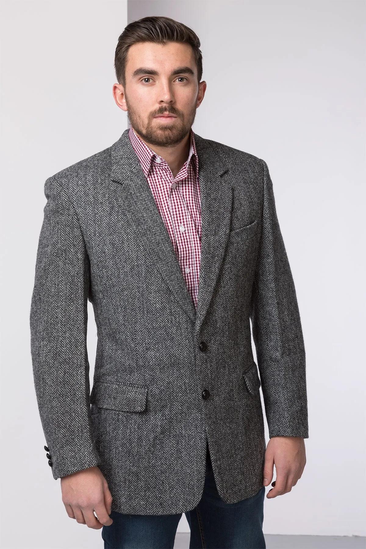 40″ Men's Grey Harris Tweed Blazer - Laxdale