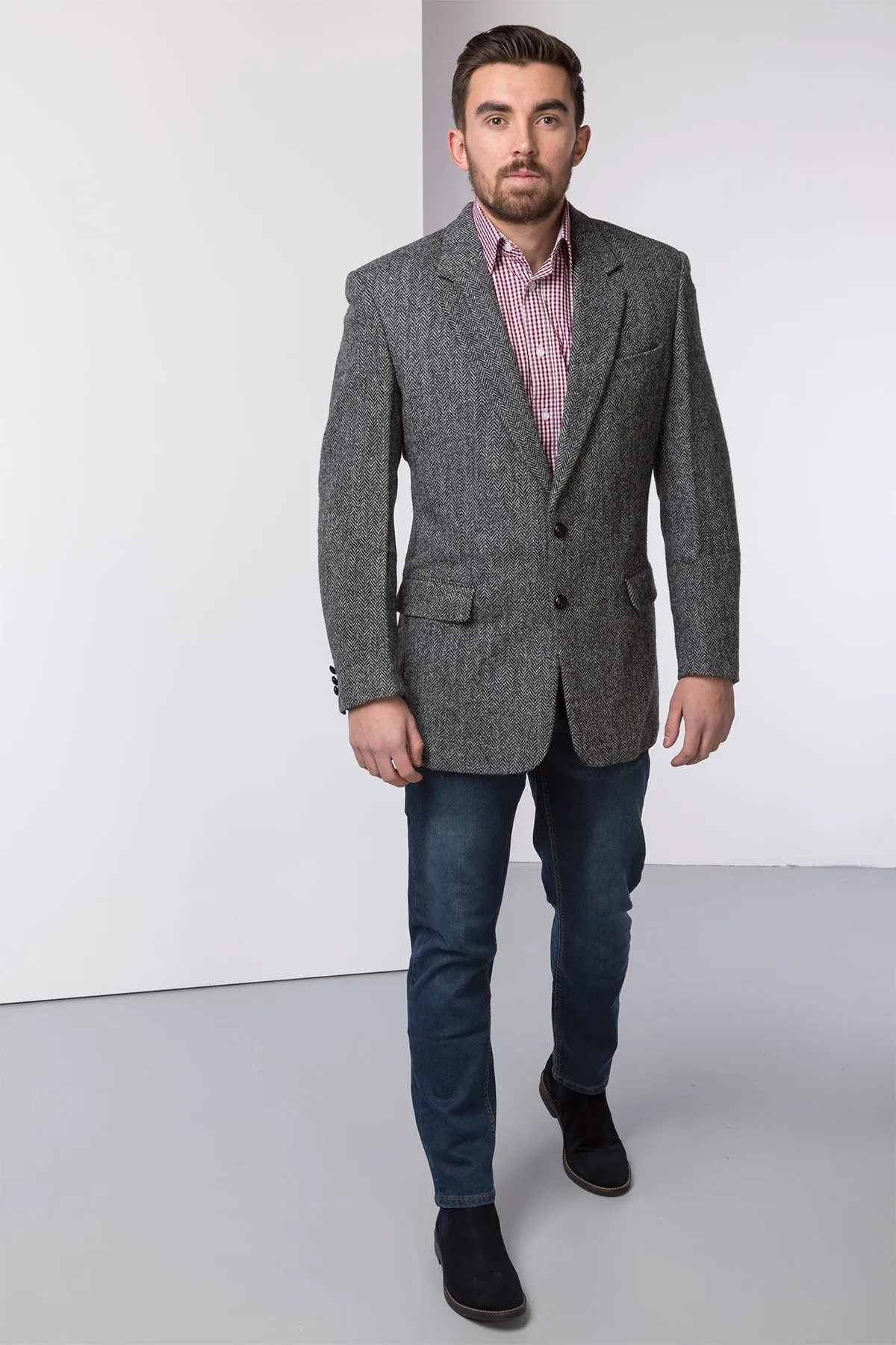 40″ Men's Grey Harris Tweed Blazer - Laxdale