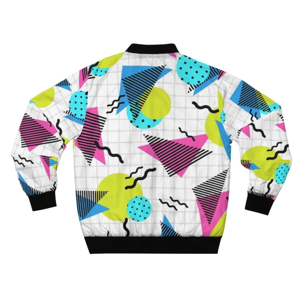 80s Retro Geometric Bomber Jacket