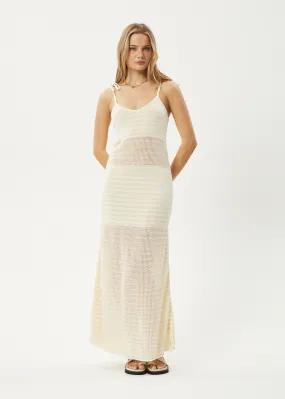 AFENDS Womens Claudia - Knit Maxi Dress - White / Sand