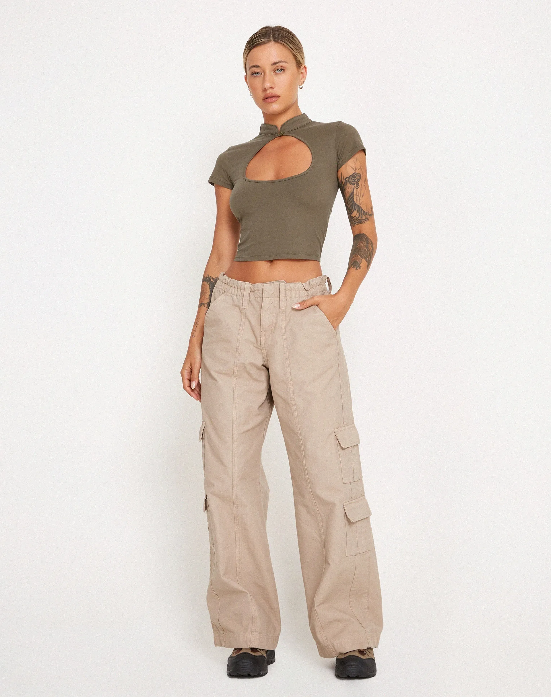 Anelis Crop Top in Tarmac Green