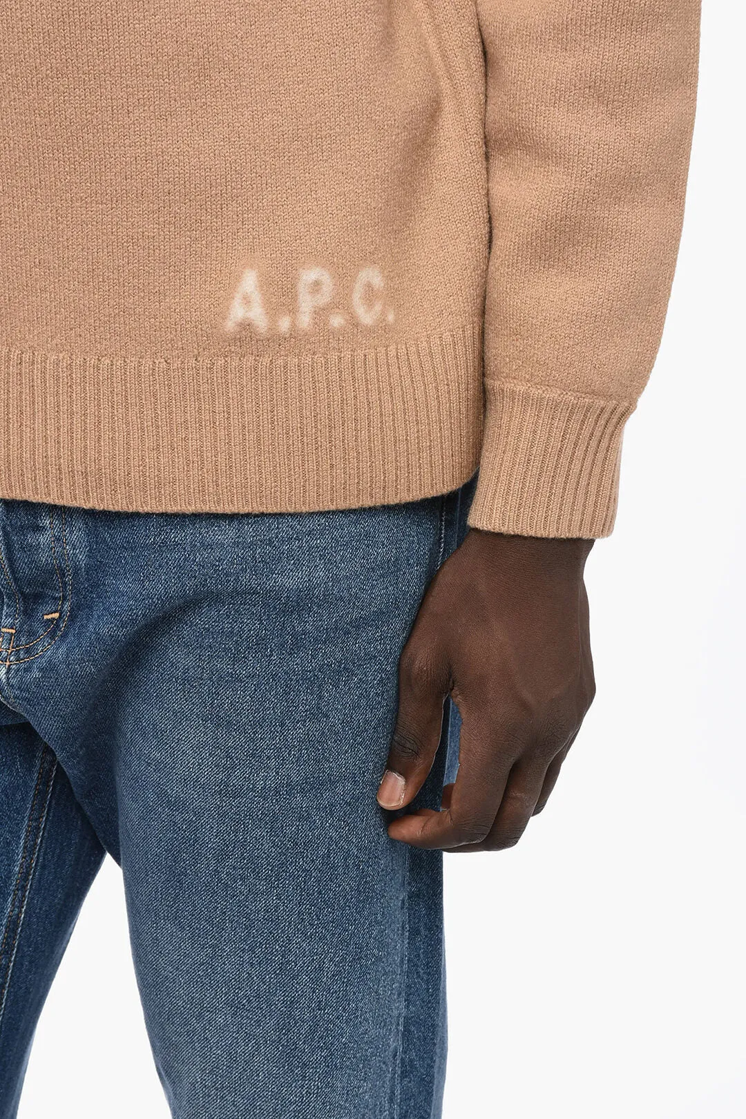 A.P.C. Virgin Wool Turtleneck Sweater with Rib Edges