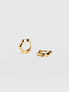 Bamboo Huggie Earrings - Gold