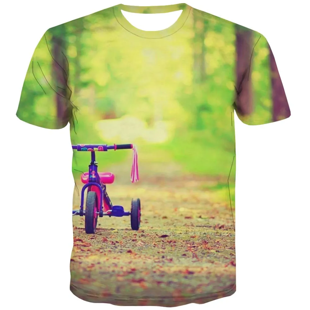 Bicycle T-shirt Men Metal Tshirts Cool City T shirts Funny Psychedelic Tshirt Printed