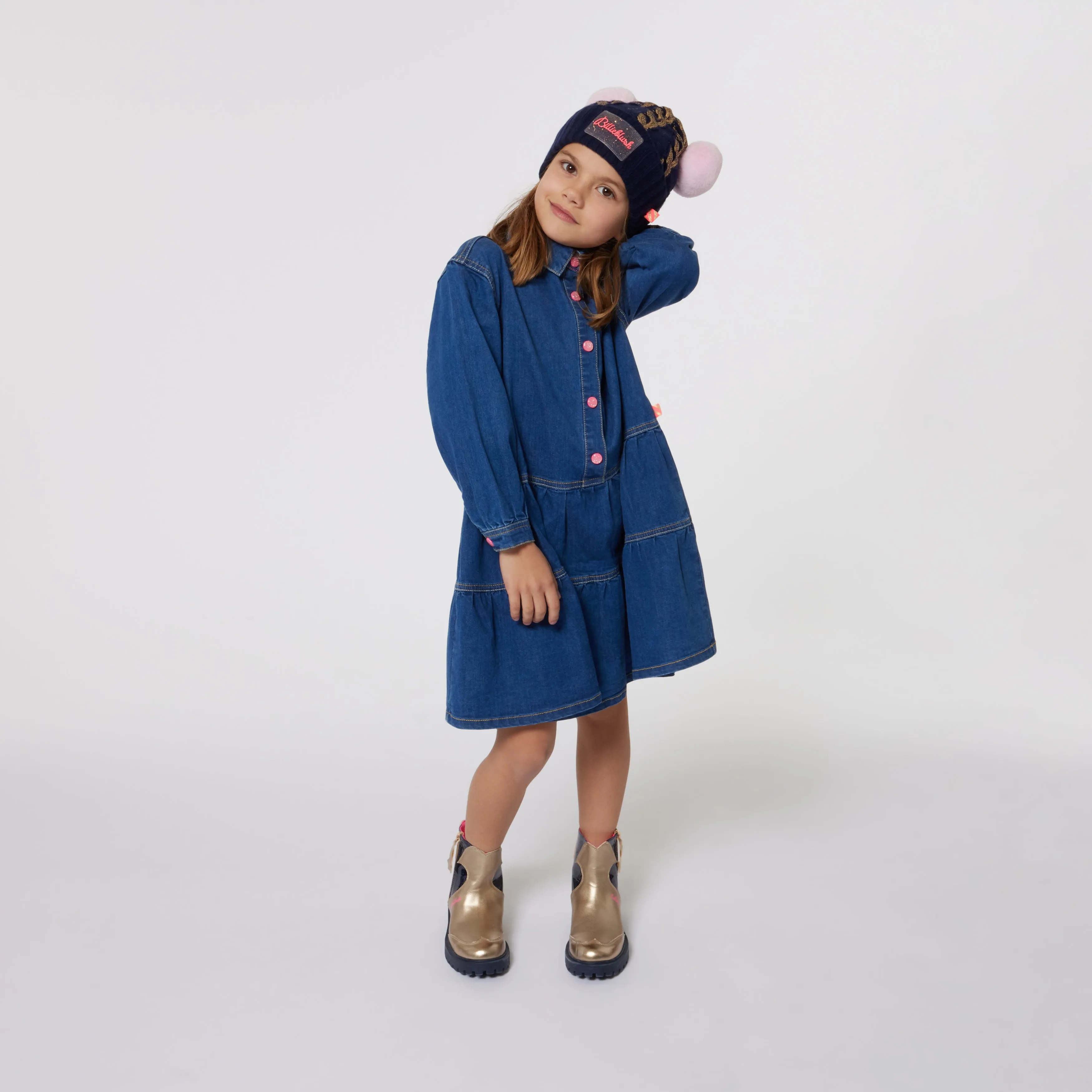 Billieblush Blue Denim Flounced Dress