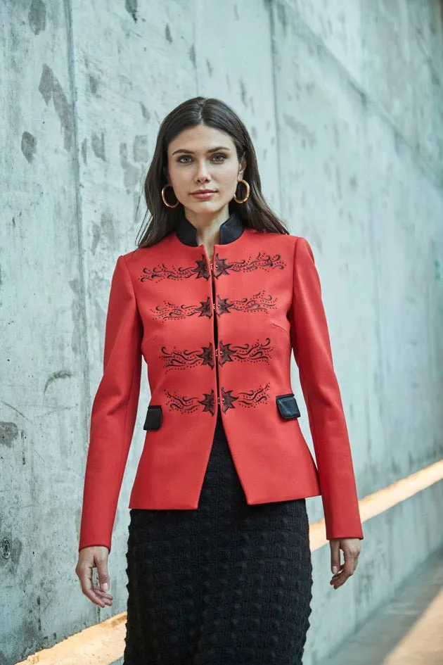 BLAZER ROJO BORDADO FIORELLA