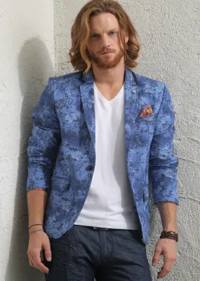 Blue Micro Floral Print Blazer