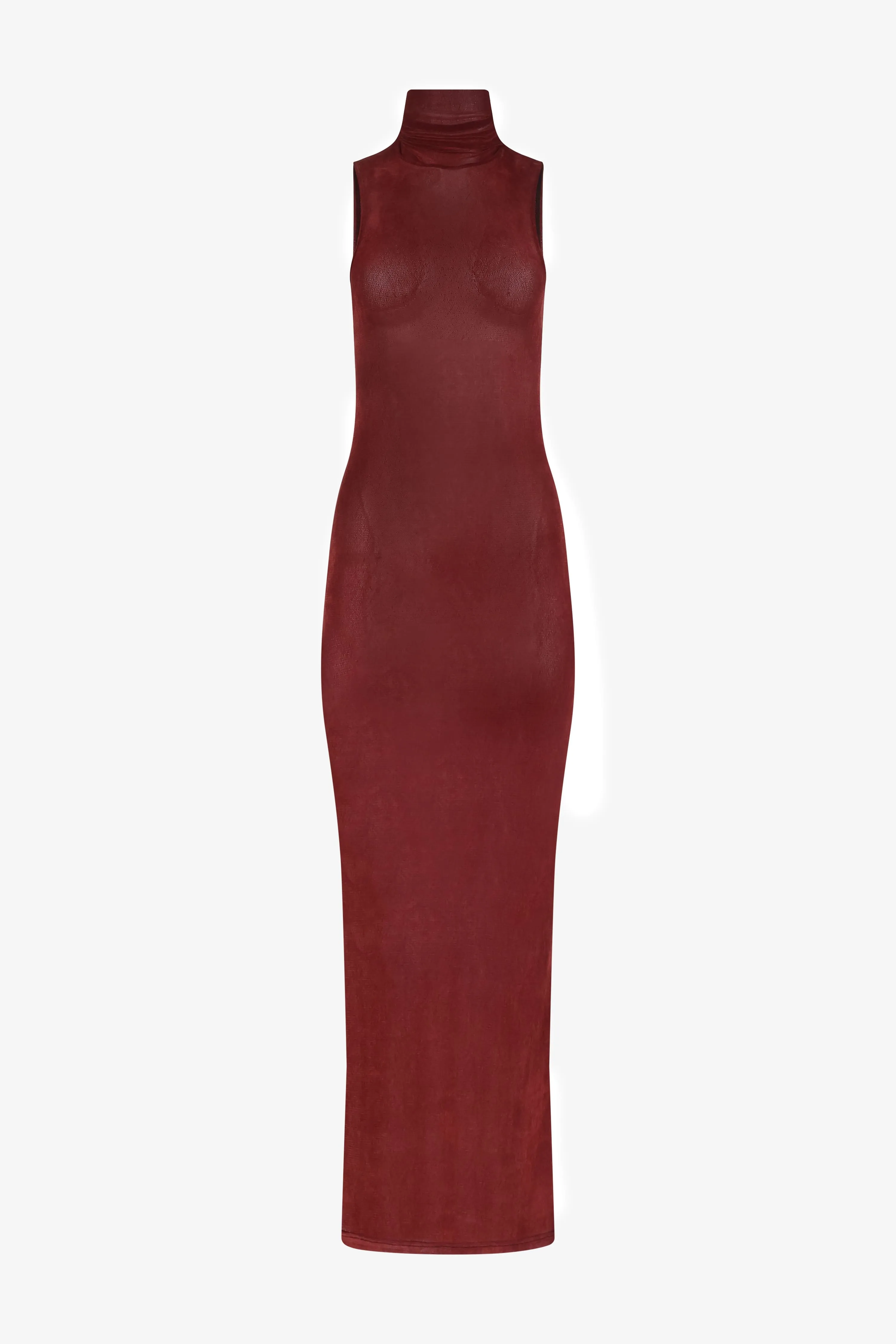 Brick Turtle Neck Maxi Dress