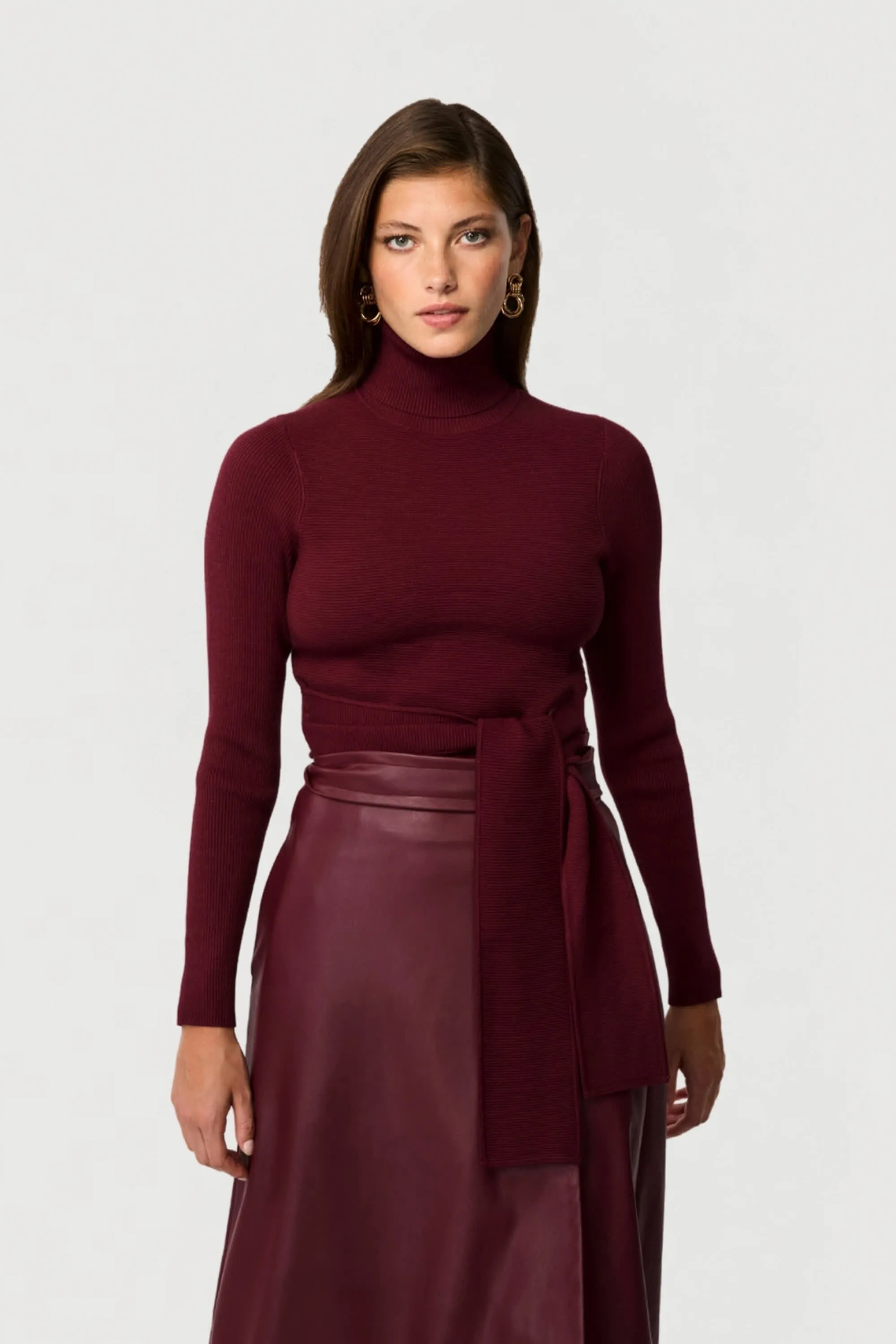 Brielle Tie-Front Turtleneck