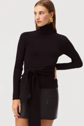 Brielle Tie-Front Turtleneck