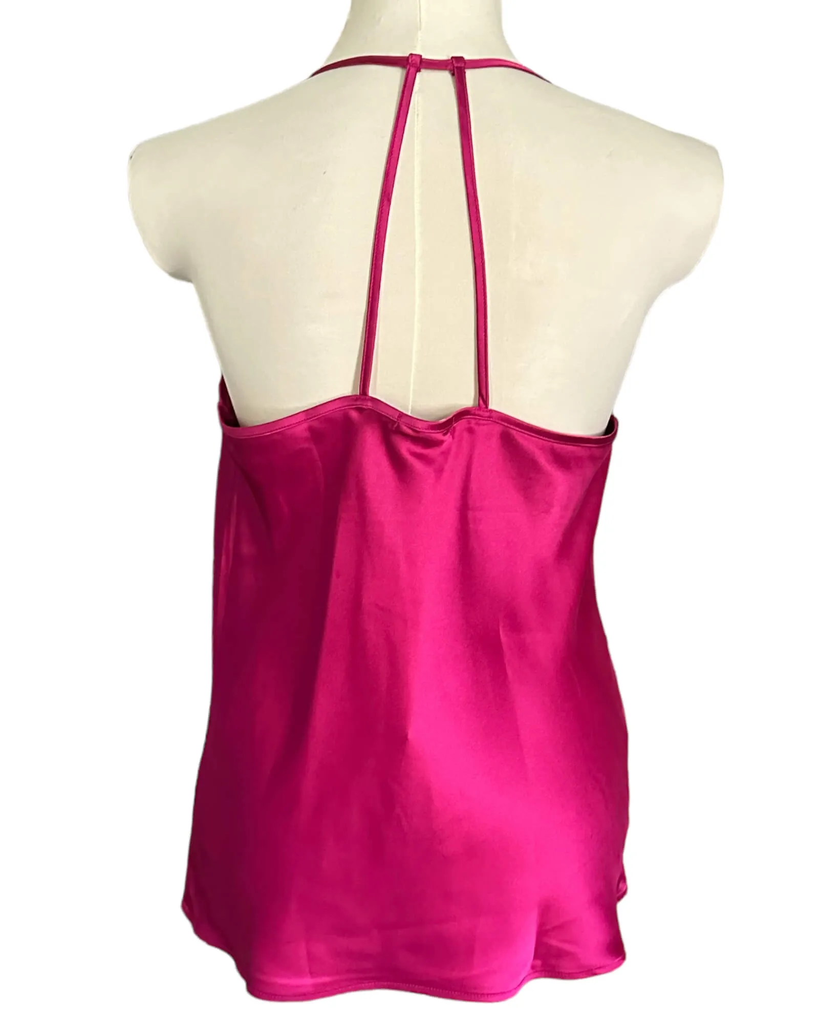 Bright Winter Hot Pink Satin Drape Cami Top