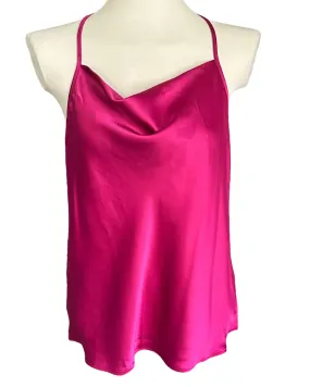 Bright Winter Hot Pink Satin Drape Cami Top