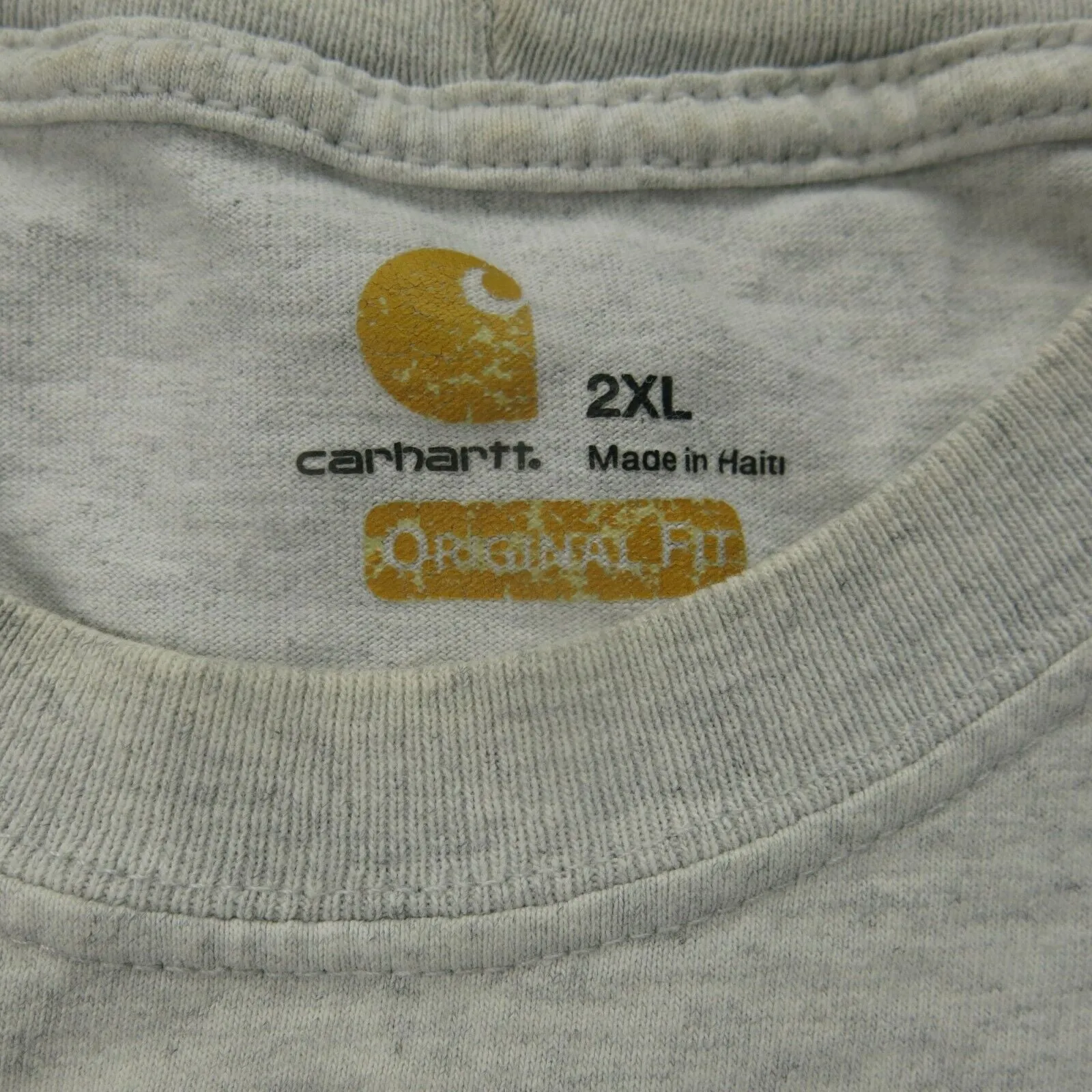 Carhartt Shirt Mens 2XL White Outdoors Crew Neck Pocket Tee Short Sleeve Logo