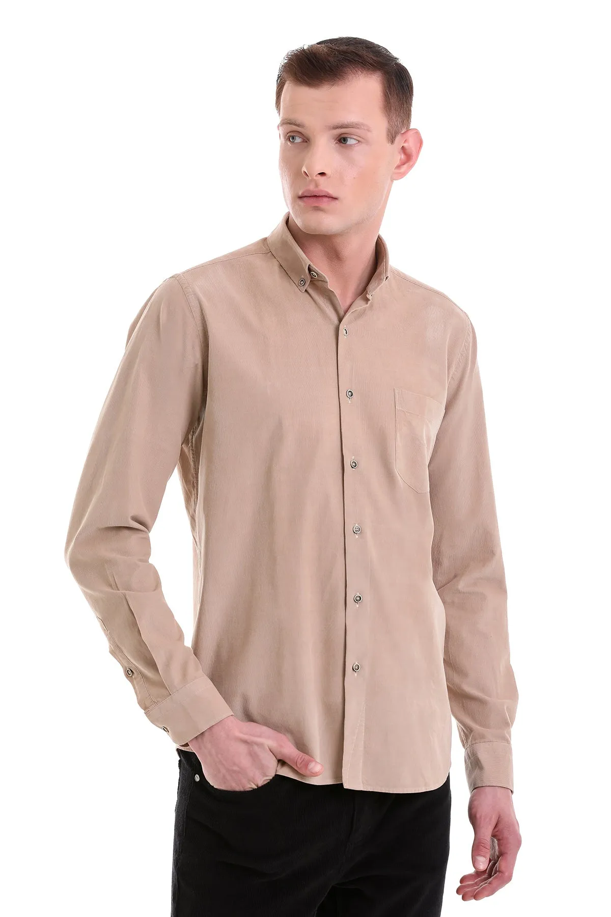 Comfort Fit Long Sleeve Cotton Mink Dress Shirt