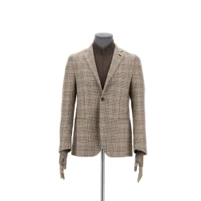 CORNELIANI Single Breasted Wool Bend Blazer NATURAL