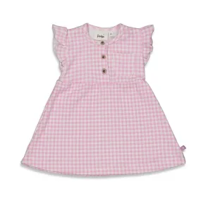 COTTON CANDY Rib Knit Gingham Dress