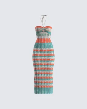 Derica Multi Open Knit Midi Dress