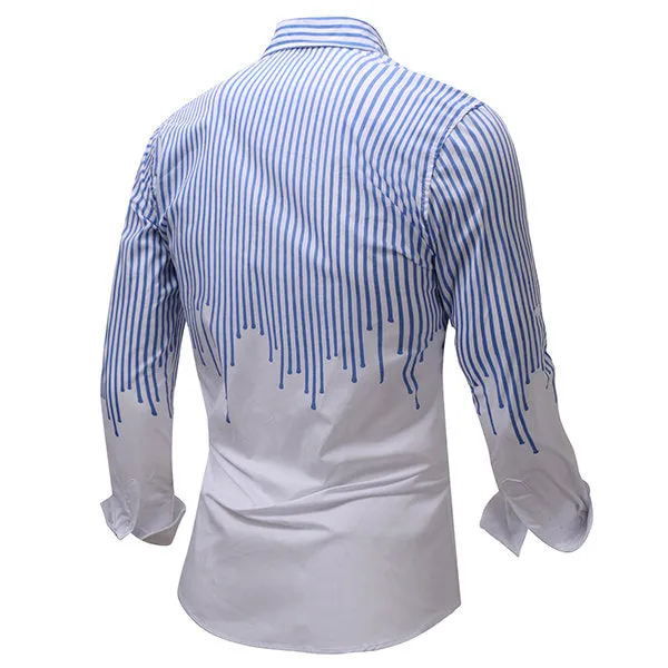 Designer Shirts for Men Stylish Stripes Printing Cotton Slim