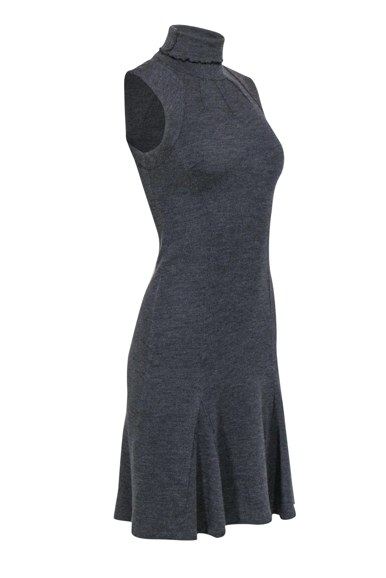 Diane von Furstenberg - Charcoal Sleeveless Turtleneck Midi Dress Sz 2