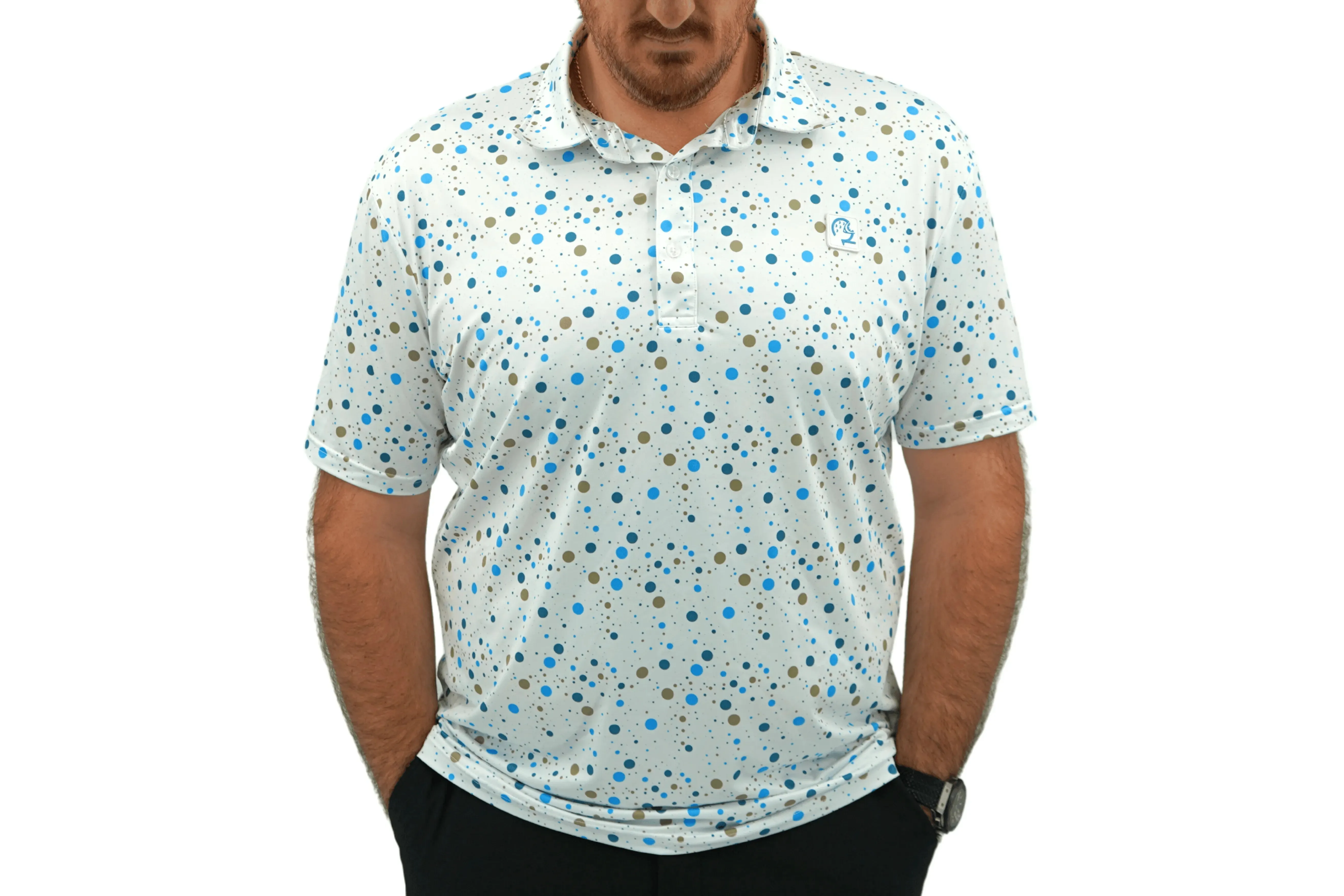 Drippin Dots Fusion Polo - Graphic Golf Polo with Artistic Dot Design