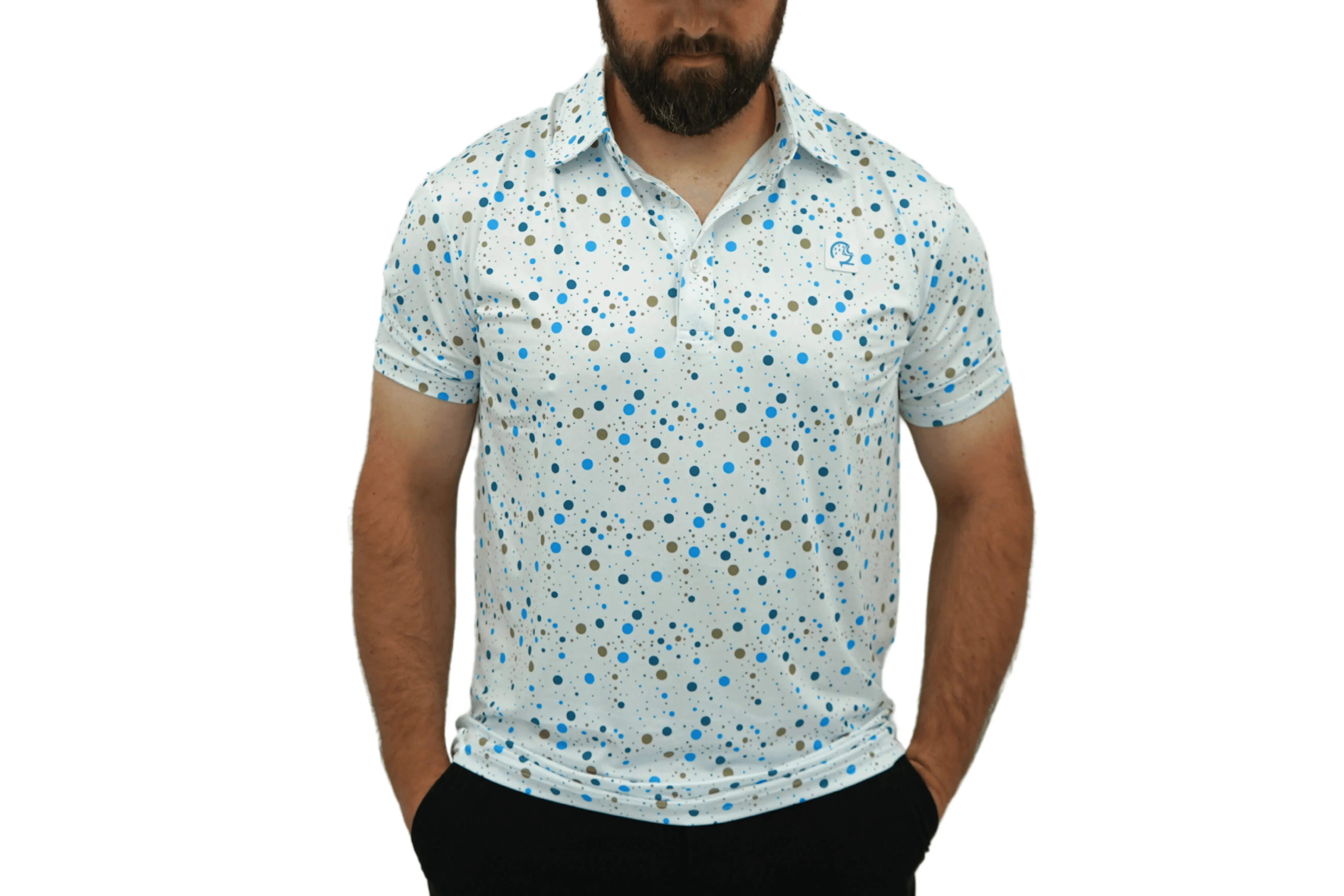 Drippin Dots Fusion Polo - Graphic Golf Polo with Artistic Dot Design