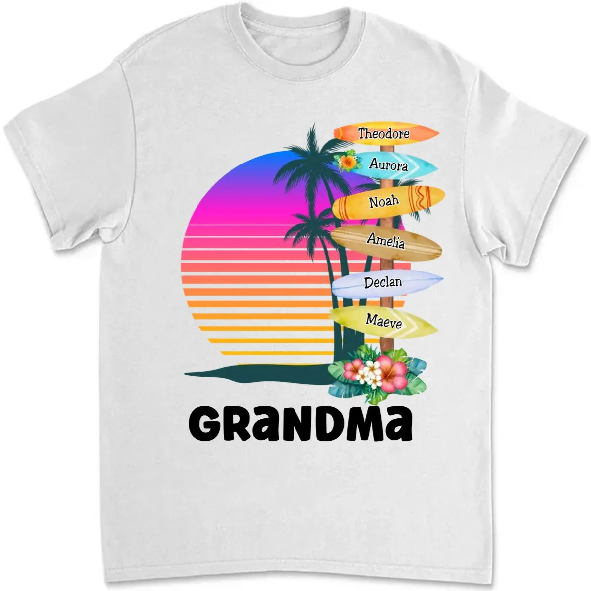 Family - Grandma Surfboards Summer Vacation - Personalized Unisex T-shirt