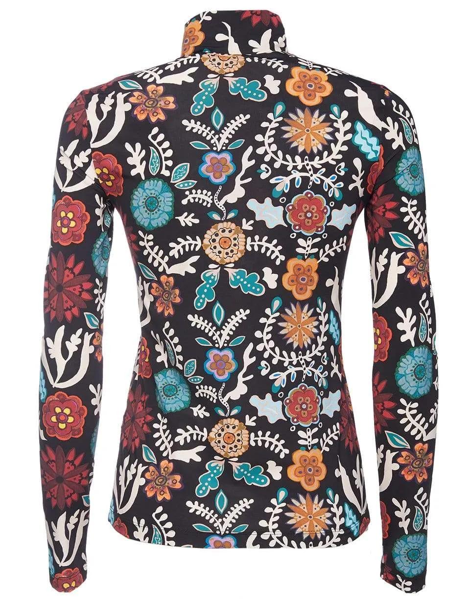 Fire Flower in Skinny Jersey Turtleneck Top