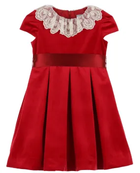 Girl's Red Velvet Dress