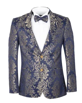 Gold Paisley Printed Men's Blazer