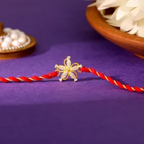 Golden Sparkling Flower Rakhi