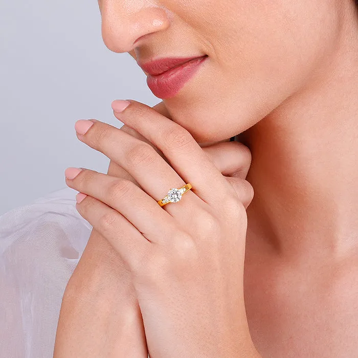 Golden Sparkling Solitaire Ring