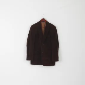 Hugo Boss Men 48 38 Blazer Brown Cotton Shiny Velvet Brtolucci Vintage Single Breasted Jacket