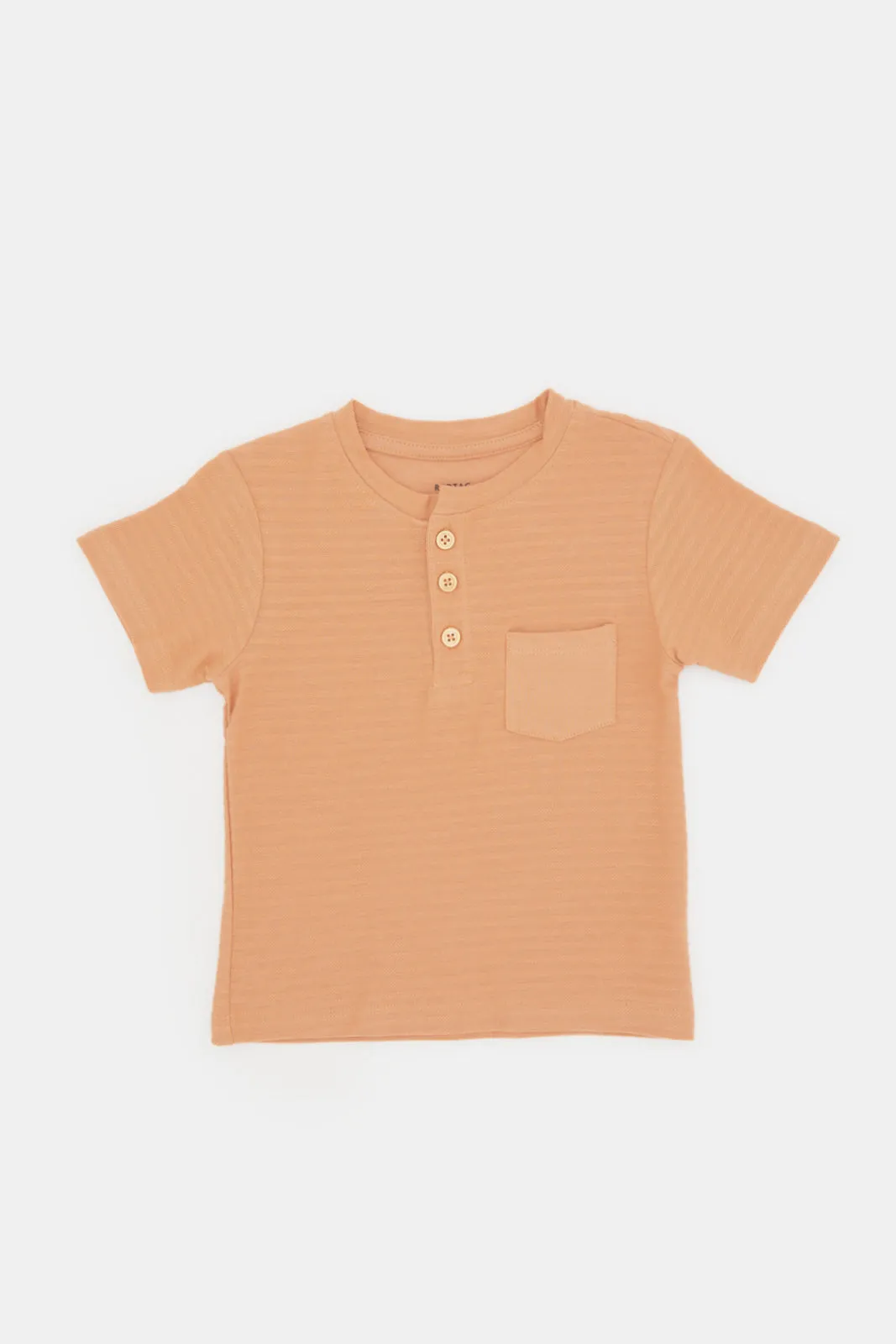 Infant Boys  Orange Jacquard Henley T-Shirt