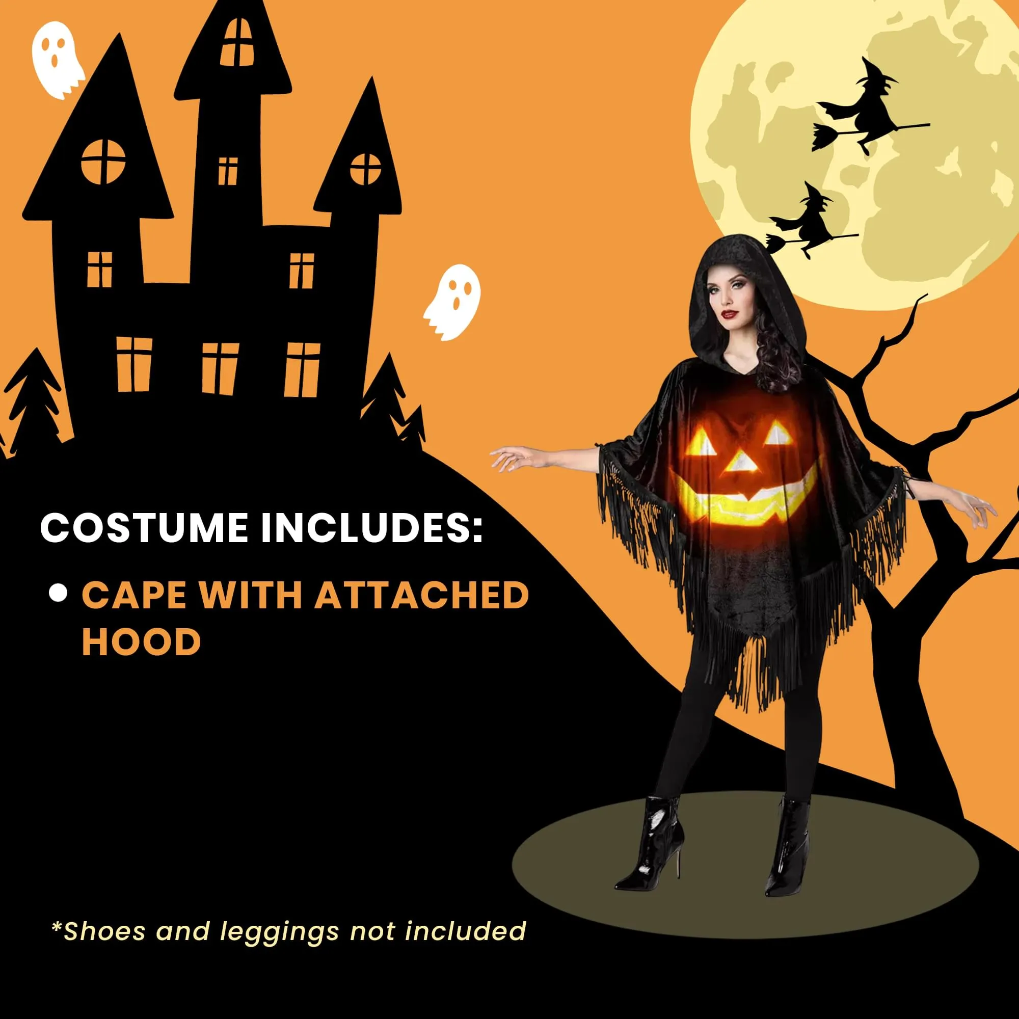 Jack-O-Lantern Adult Poncho Costume