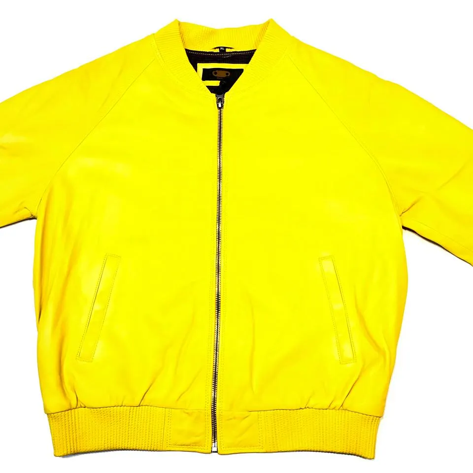 Kashani Lemon Naked Lambskin Bomber Jacket