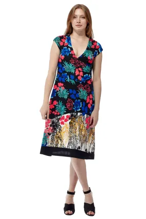 La Cera Multi Print Cross-Over Front Dress