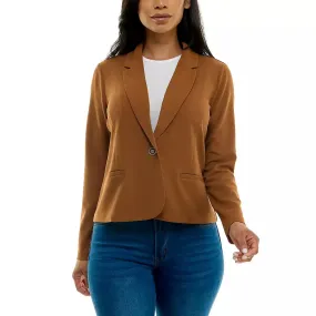 Long  Sleeve Crop Blazer Cognac