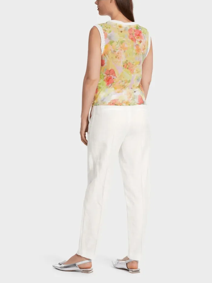 Marc Cain Collections Sleeveless Floral Print Top In Pale Lemon WC 61.09 M34 COL 420