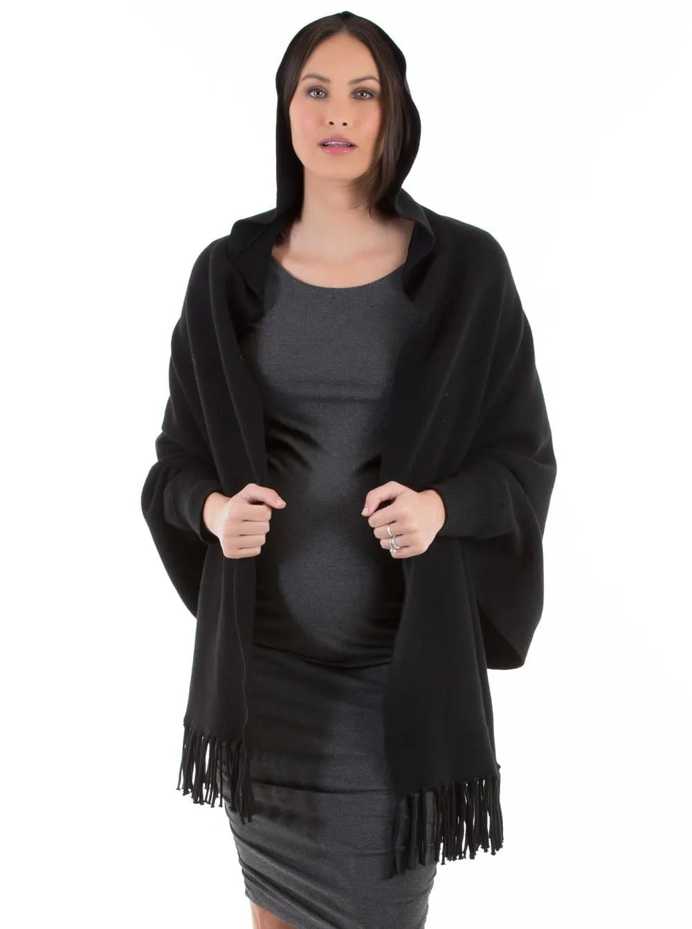 Maternity Wool Blend Winter Cape - Black