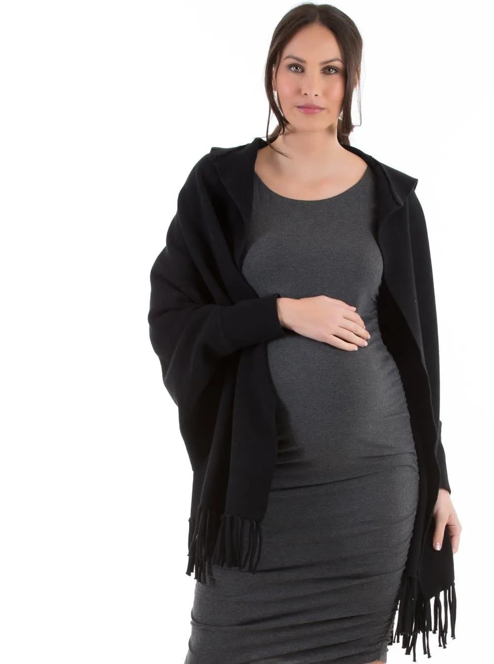 Maternity Wool Blend Winter Cape - Black