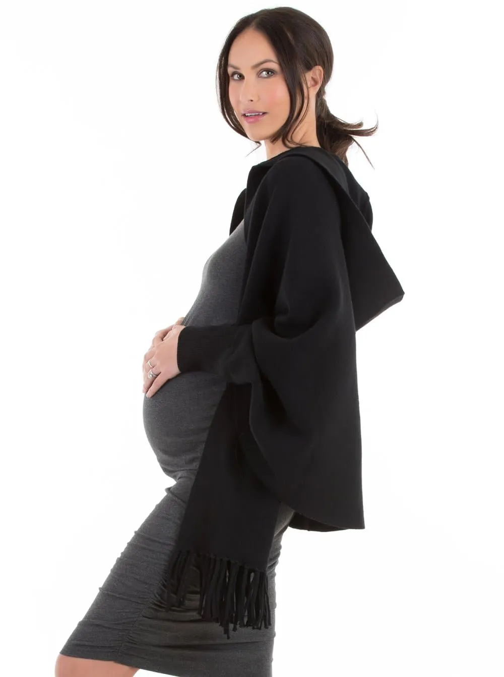 Maternity Wool Blend Winter Cape - Black