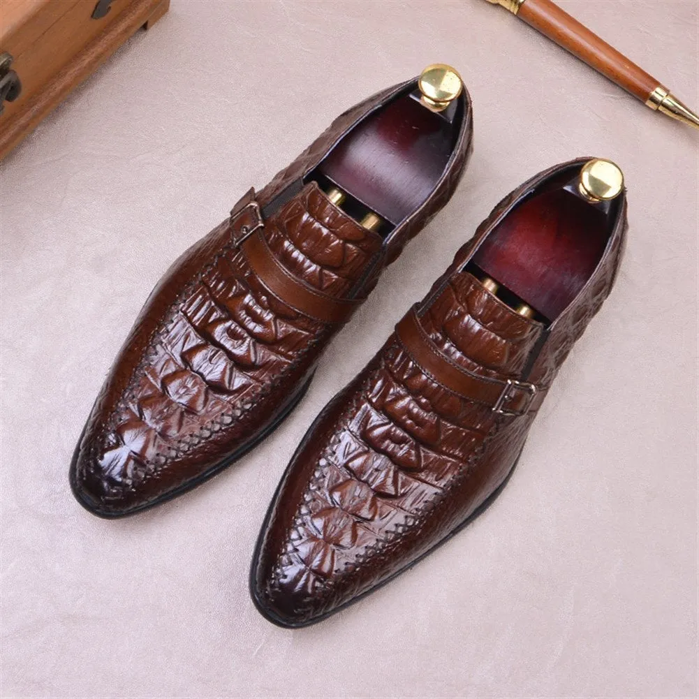 Men Lace Up Formal Monk Strap Shoes