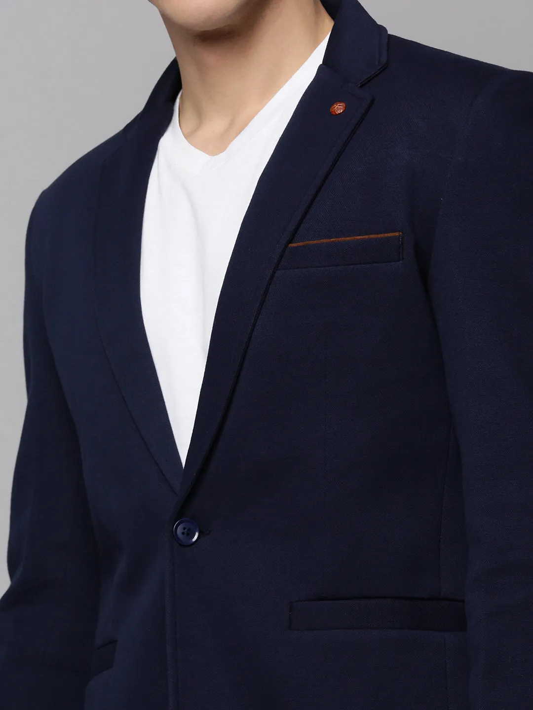 Men Navy Solid Blazer