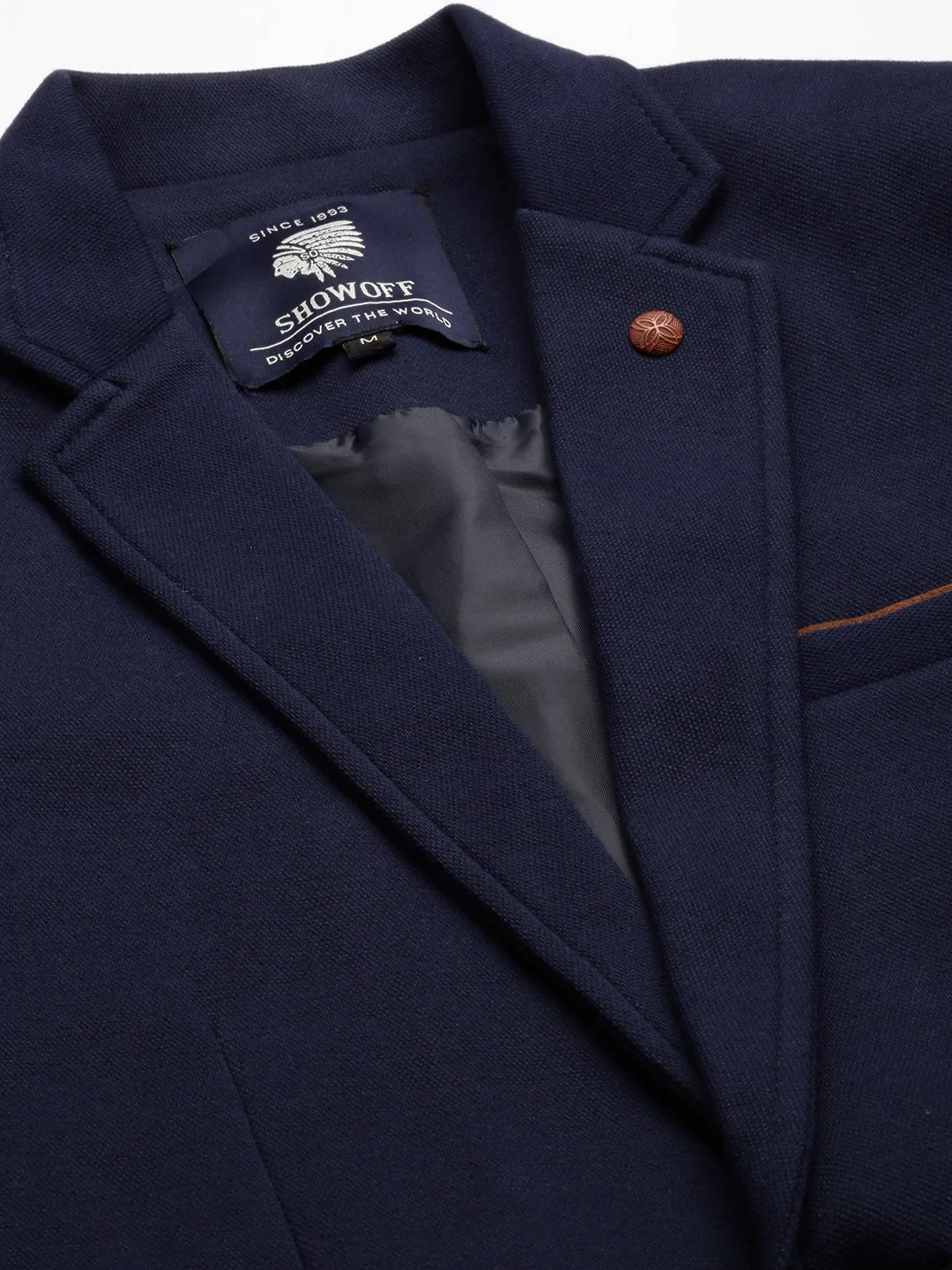 Men Navy Solid Blazer