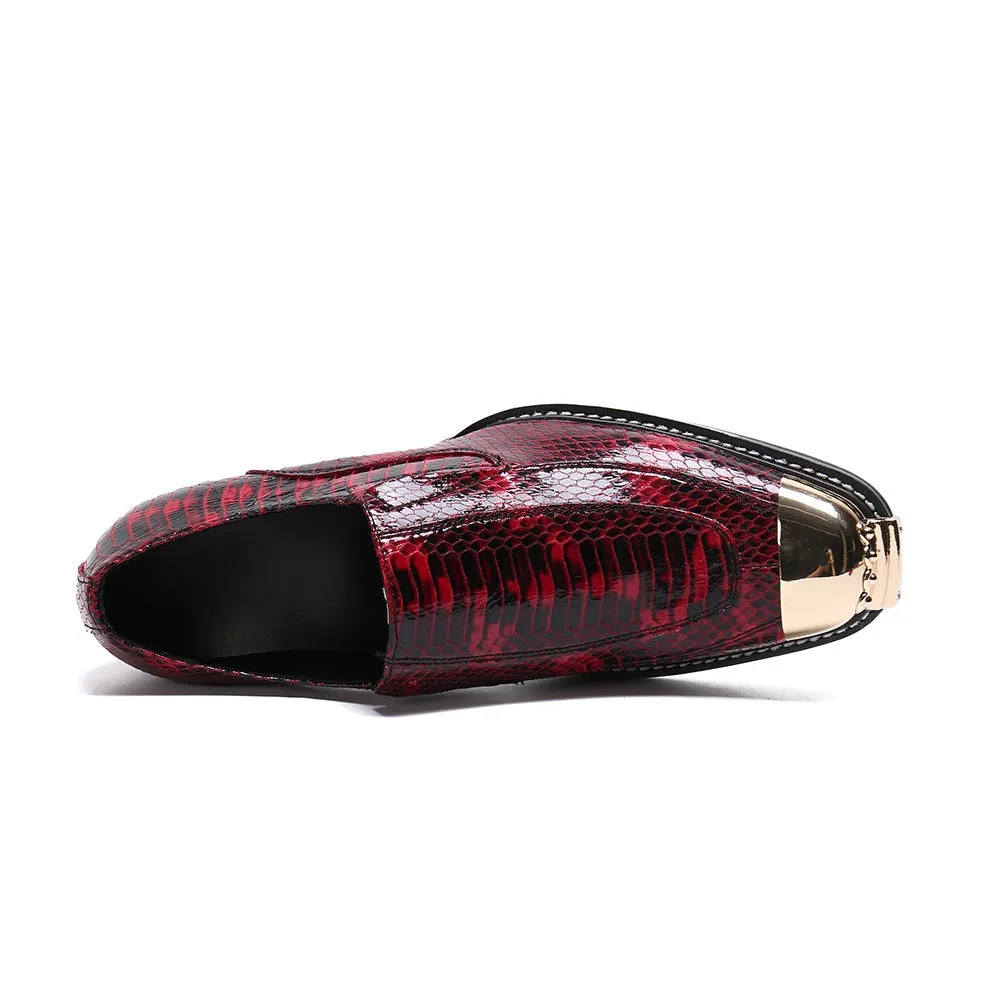 Men Steel Toe Slip On Printed Oxford Shoes