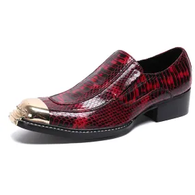 Men Steel Toe Slip On Printed Oxford Shoes