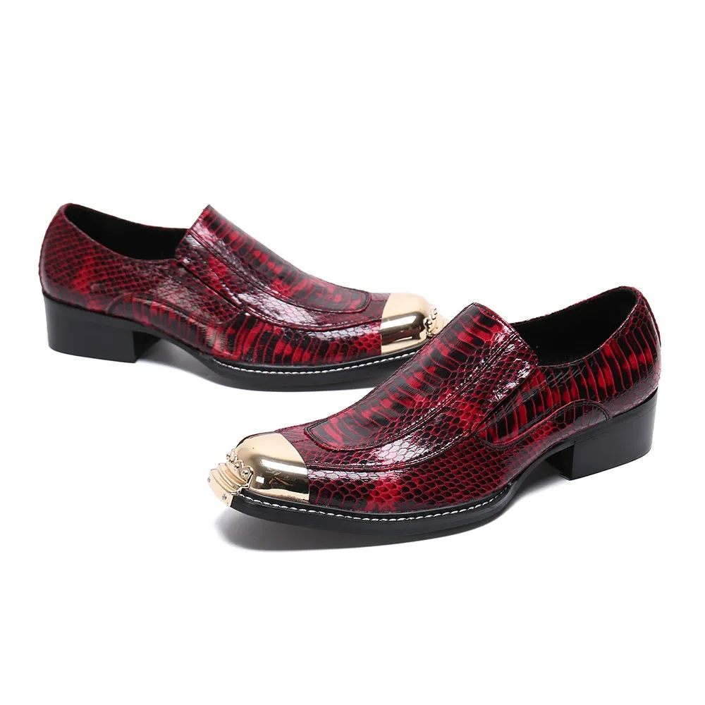 Men Steel Toe Slip On Printed Oxford Shoes