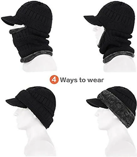 Men's & Boy's Fleece Windproof Winter Face Mask Multi-Functional Balaclava, Neck Warmer, Cap, and Bandana (Random Colour)