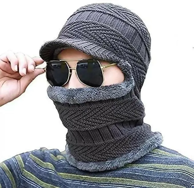 Men's & Boy's Fleece Windproof Winter Face Mask Multi-Functional Balaclava, Neck Warmer, Cap, and Bandana (Random Colour)