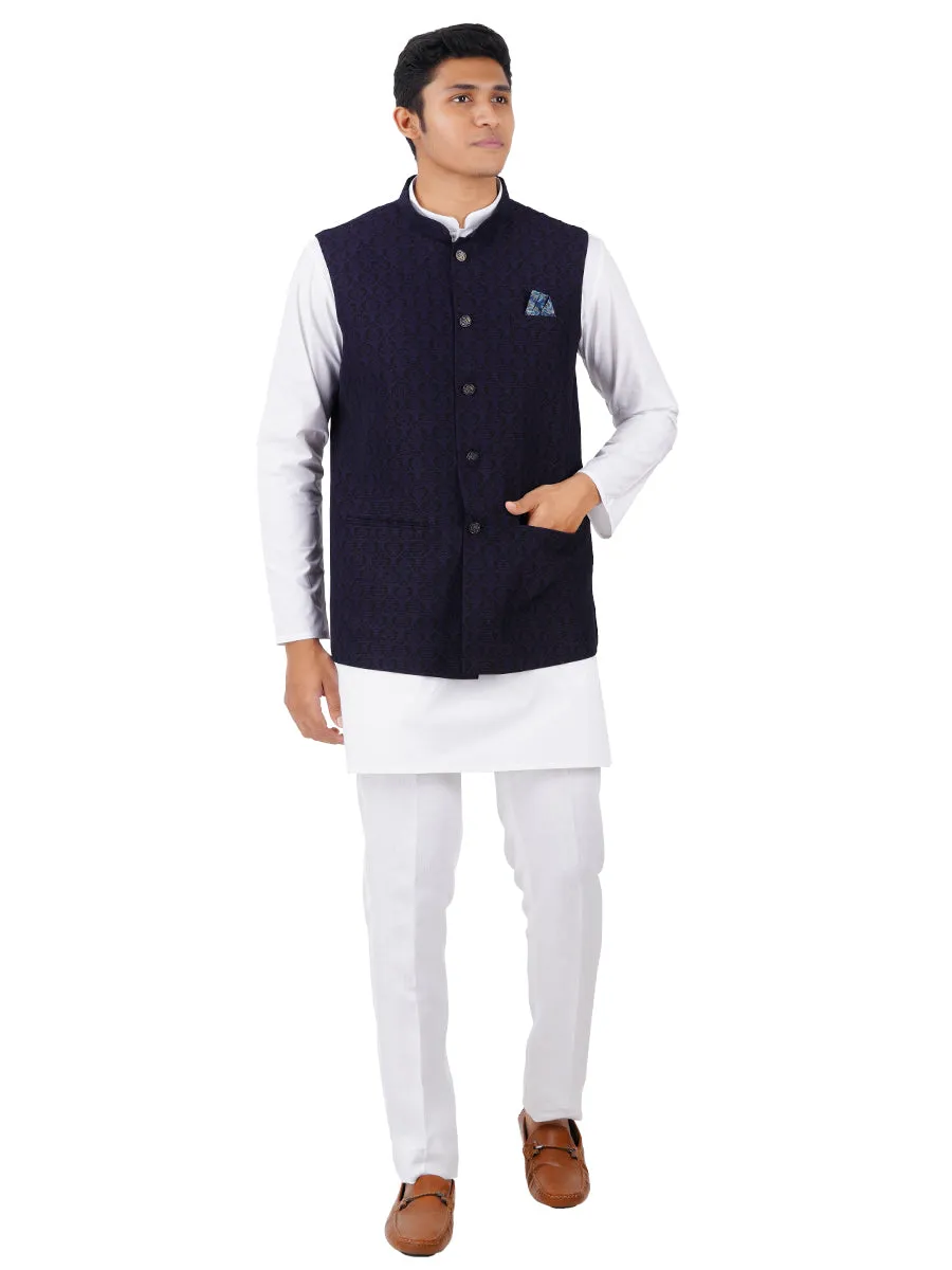 Mens Nehru Jacket Navy JB3